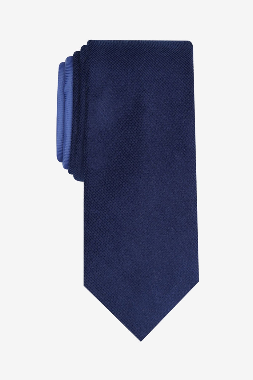 Bar III Men's Harbor Skinny Textured Mini-Grid Tie Navy Size Regular