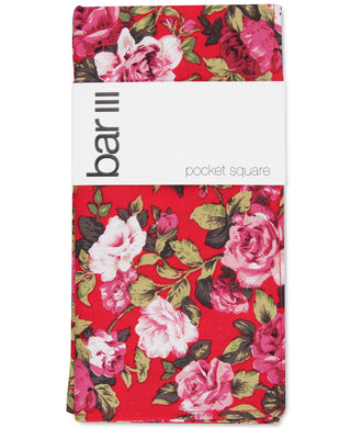 Bar III Men's Carson Floral Pocket Square Red Size Regular
