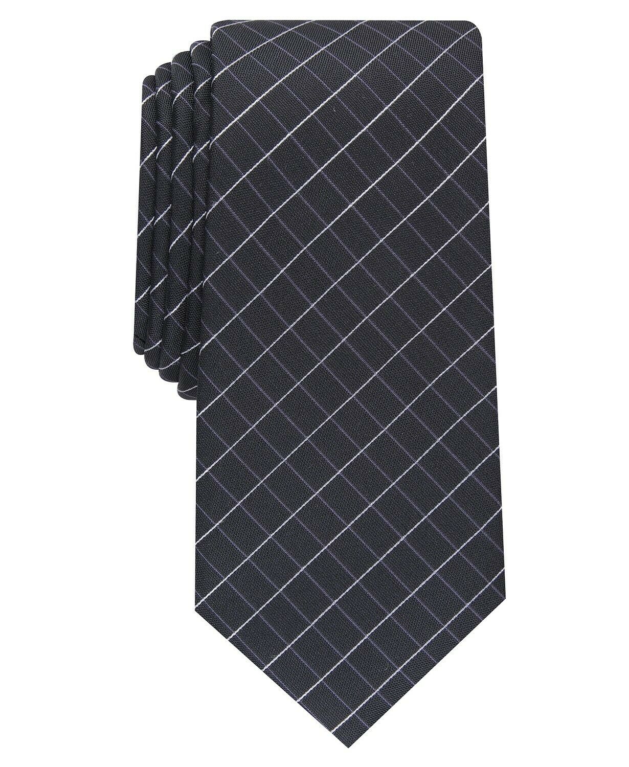 Alfani Men's Slim Grid Tie Black One Size