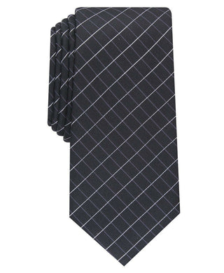 Alfani Men's Slim Grid Tie Black One Size