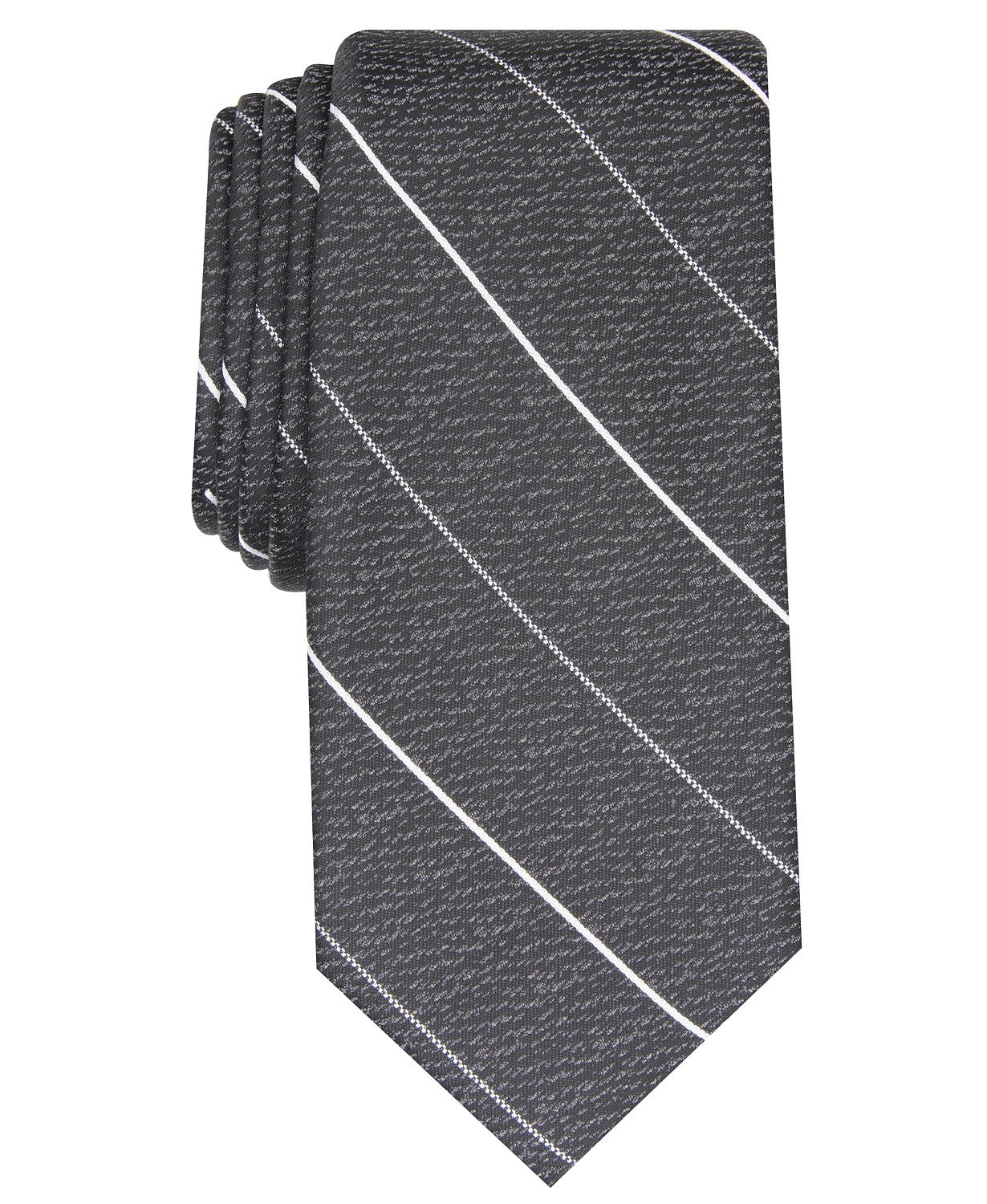 Alfani Men's Slim Stripe Tie Black Size Regular