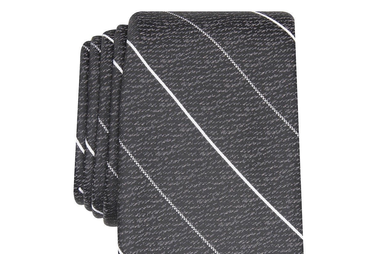 Alfani Men's Slim Stripe Tie Black Size Regular
