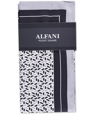 Alfani Men's Geo Silk Pocket Square White Size Regular