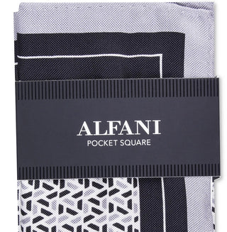 Alfani Men's Geo Silk Pocket Square White Size Regular