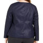 Alfani Women's Plus Size Faux Leather Zipper Jacket Blue Size Extra Large