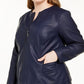 Alfani Women's Plus Size Faux Leather Zipper Jacket Blue Size Extra Large