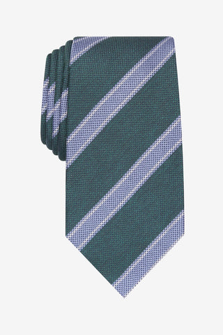 Tasso Elba Men's Classic Stripe Silk Tie Green Size Regular