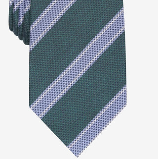Tasso Elba Men's Classic Stripe Silk Tie Green Size Regular