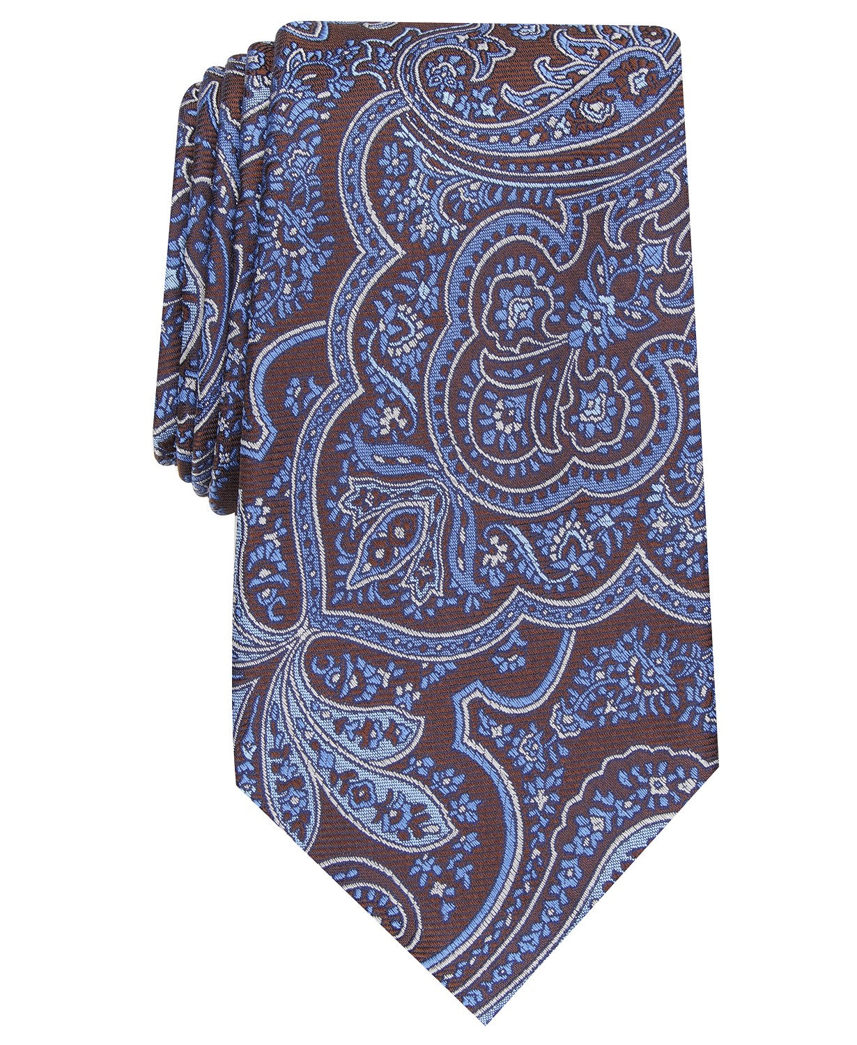 Tasso Elba Men's Classic Paisley Silk Tie Brown Size Regular