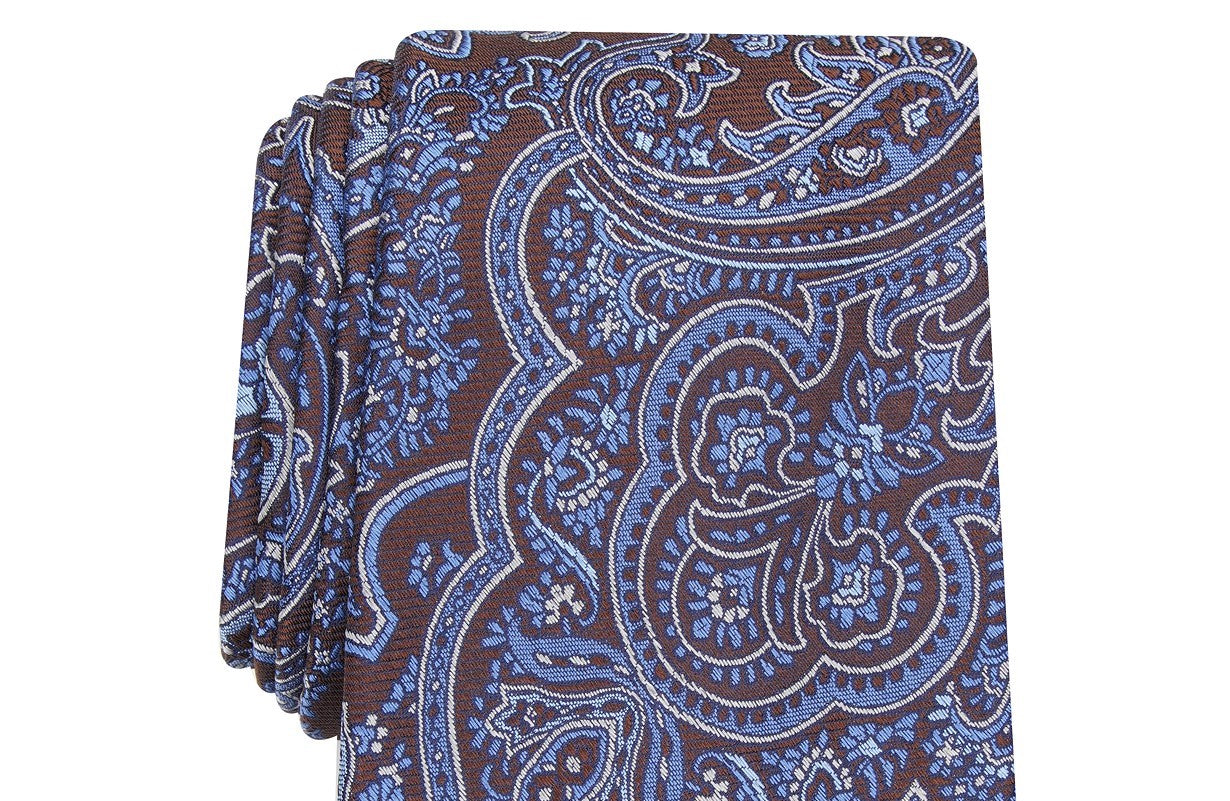 Tasso Elba Men's Classic Paisley Silk Tie Brown Size Regular