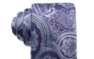 Tasso Elba Men's Classic Paisley Silk Tie Purple Size Regular