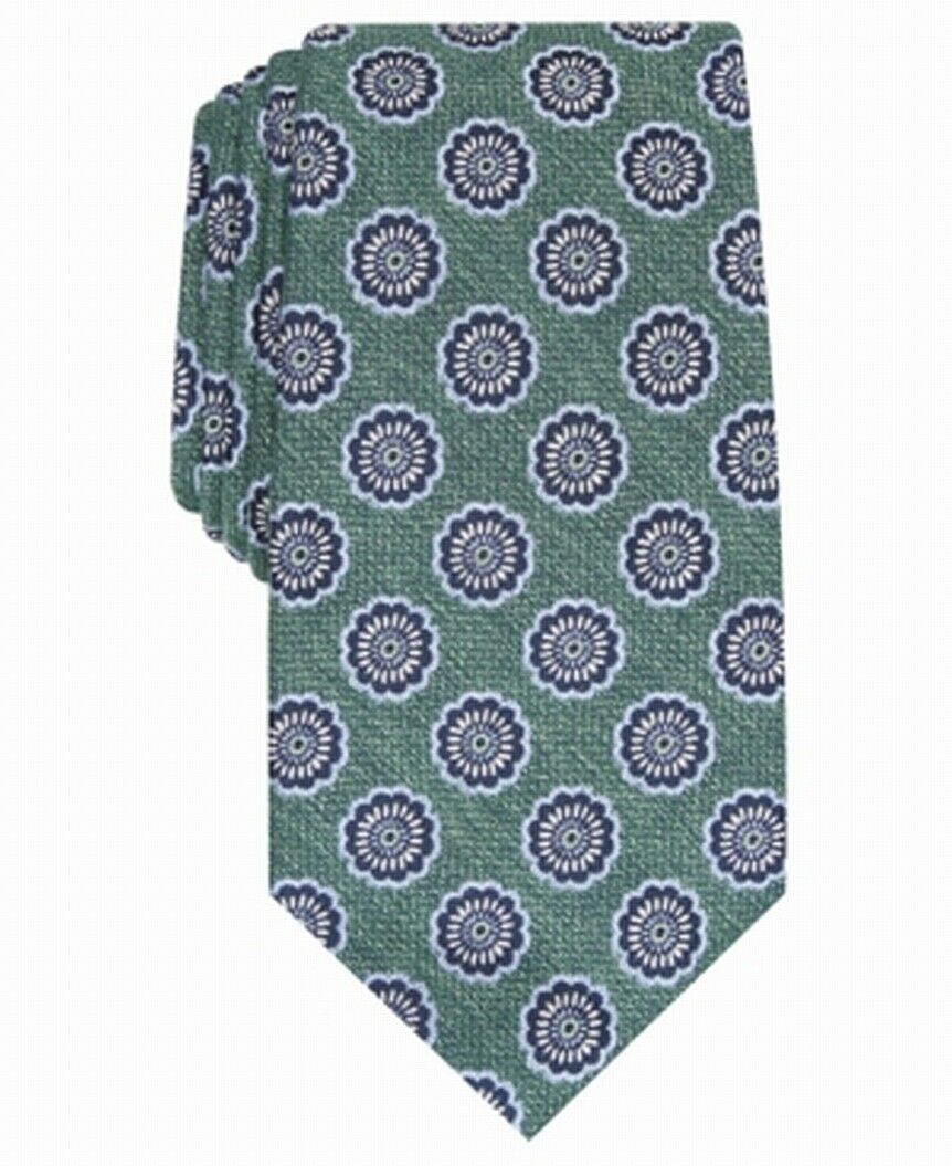 Tasso Elba Men's Classic Medallion Silk Tie Green Size Regular