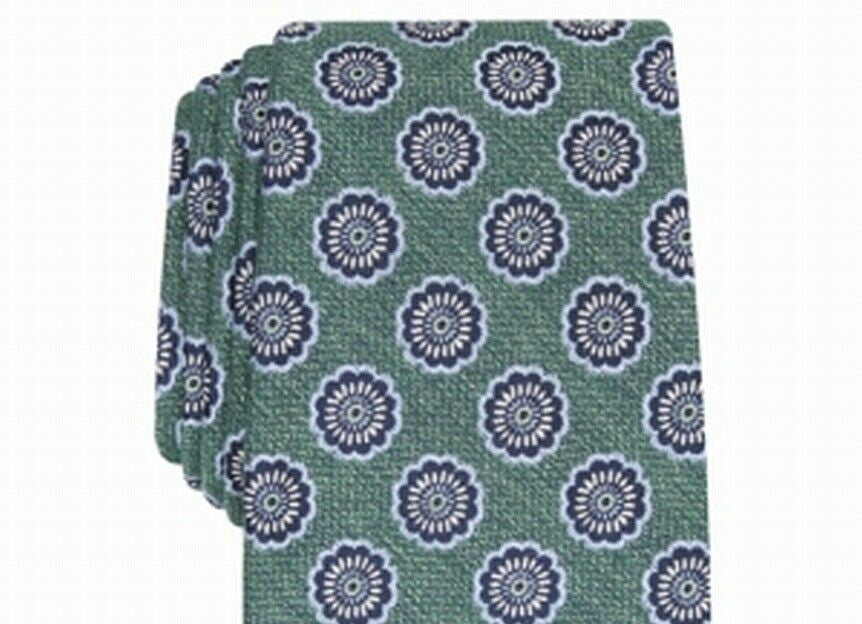 Tasso Elba Men's Classic Medallion Silk Tie Green Size Regular