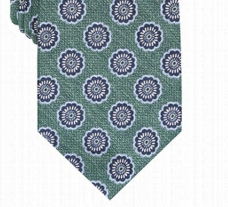 Tasso Elba Men's Classic Medallion Silk Tie Green Size Regular
