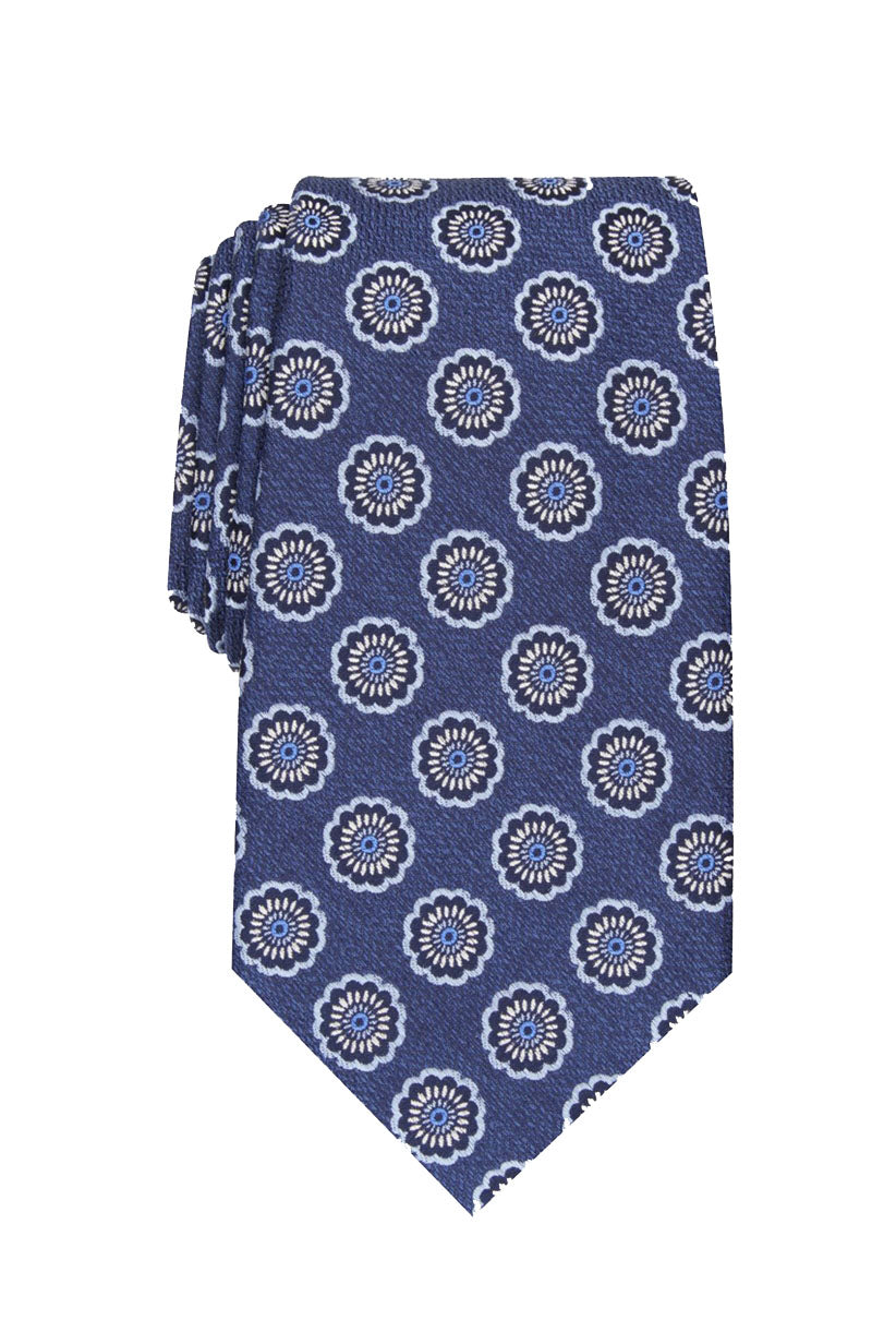 Tasso Elba Men's Classic Medallion Silk Tie Navy Size Regular