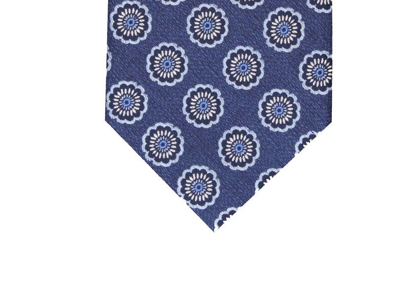 Tasso Elba Men's Classic Medallion Silk Tie Navy Size Regular