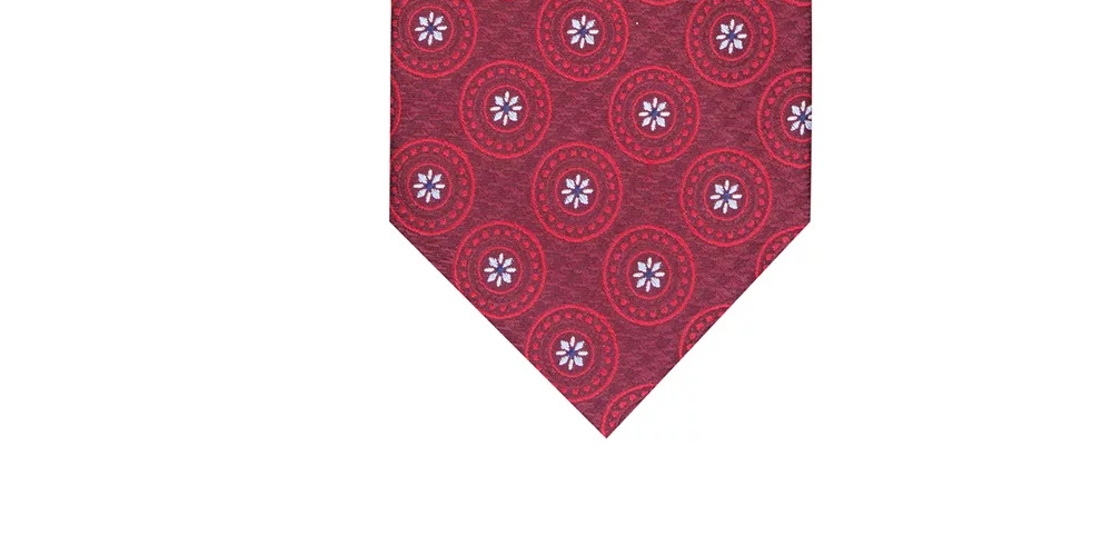 Tasso Elba Men's Medallion Silk Tie Red Size Regular