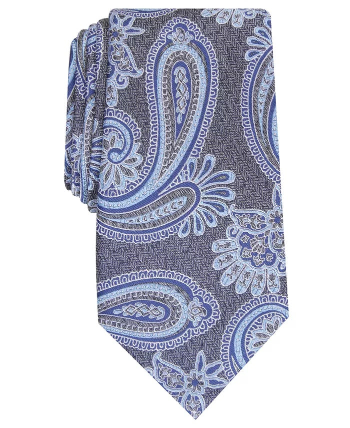 Tasso Elba Men's Paisley Silk Tie Gray Size Regular