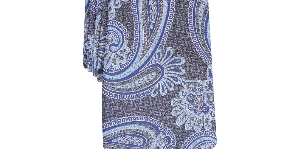 Tasso Elba Men's Paisley Silk Tie Gray Size Regular