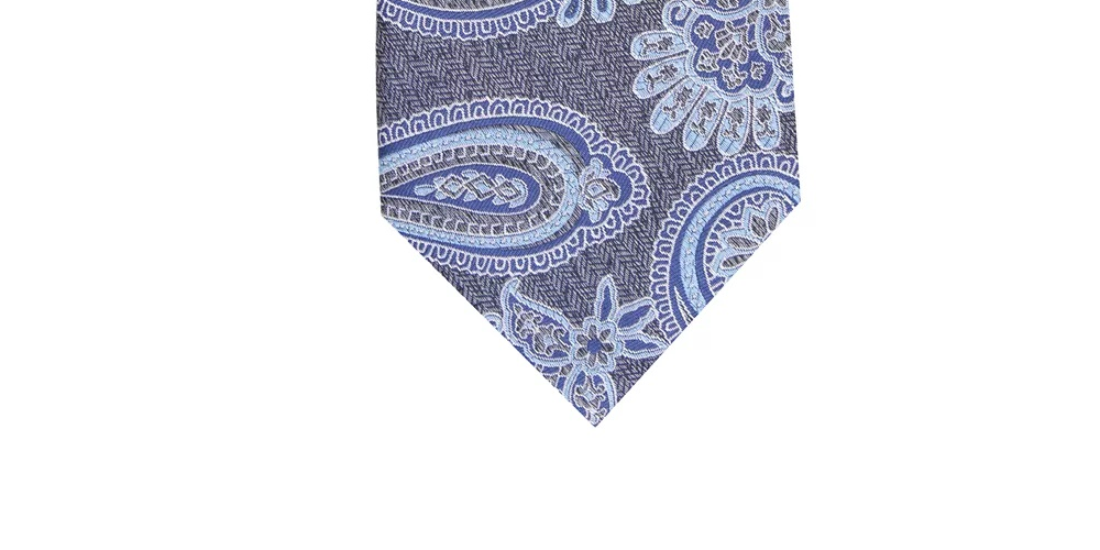 Tasso Elba Men's Paisley Silk Tie Gray Size Regular