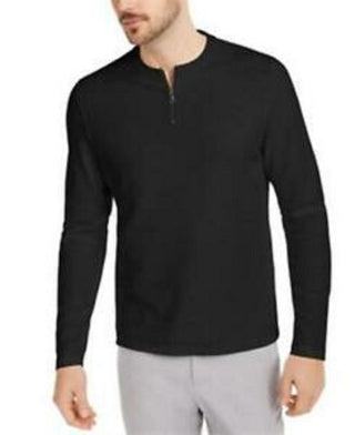 Alfani Men's Quarter-Zip Thermal Shirt Black Size Extra Large