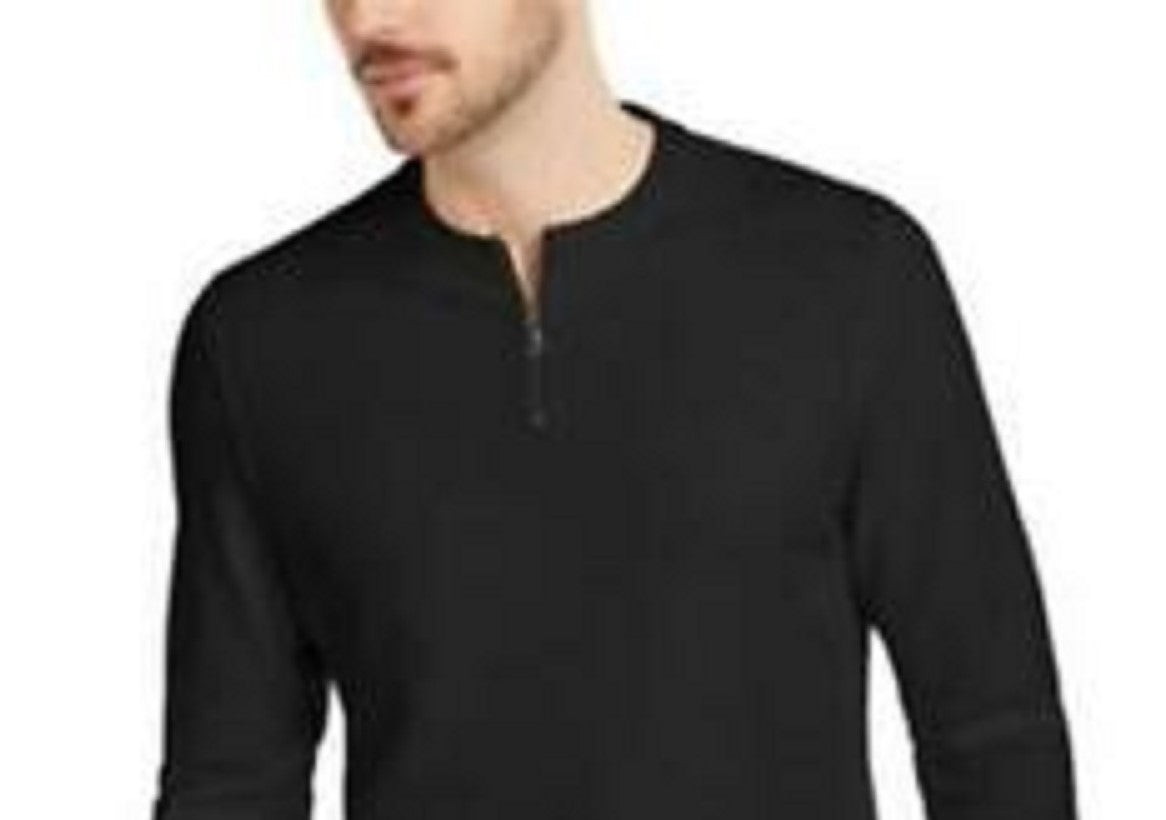 Alfani Men's Quarter-Zip Thermal Shirt Black Size Extra Large