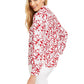 Charter Club Women's Printed Roll Sleeve Linen Blend Top Red Size XX-Large