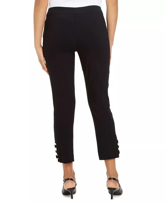 JM Collection Women's Tummy Control Hardware-Trim Ankle Pants Black Size Small