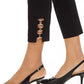 JM Collection Women's Tummy Control Hardware-Trim Ankle Pants Black Size Small