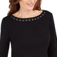 Karen Scott Women's Grommet-Trim Top Black Size Small