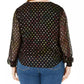 INC International Concepts Women's Plus Size Polka Dot Tie Front Top Black Size 0X