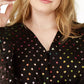 INC International Concepts Women's Plus Size Polka Dot Tie Front Top Black Size 0X
