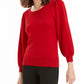 Maison Jules Women's Puff-Sleeve Sweater Bright Red Size Small
