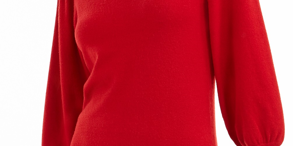 Maison Jules Women's Puff-Sleeve Sweater Red Size XX-Large