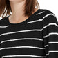 Maison Jules Women's Striped Puff-Sleeve Sweater  Black Size Large