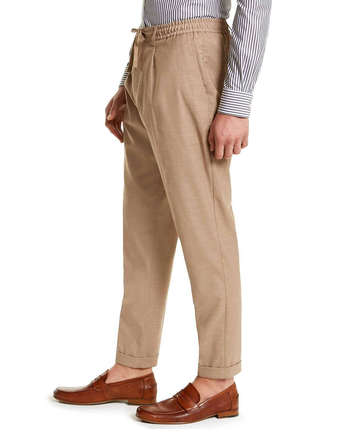 Tasso Elba Men's Classic-Fit Stretch Tropical Weight Dress Pants Beige Size Medium