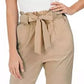 Maison Jules Women's Cropped Paperbag Pants Beige Size Small