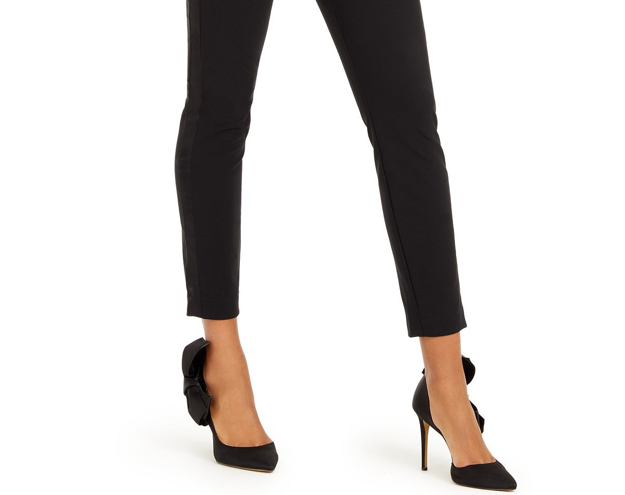 INC International Concepts Women's Bow-Detailed Tapered Ankle Pants Black Size 8
