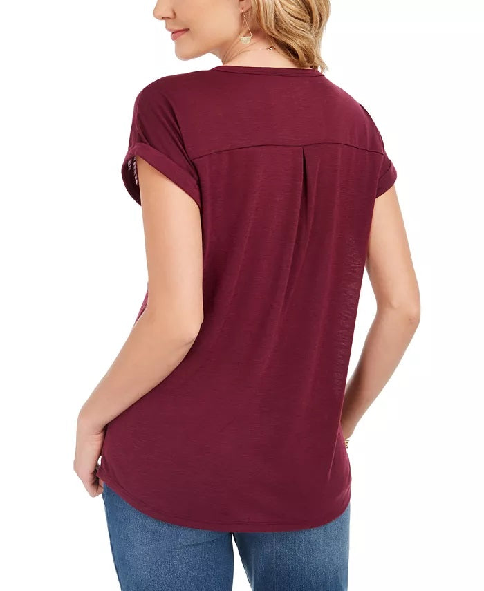 Style & Co Women's Graphic T-Shirt Purple Size Small