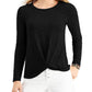 Style & Co Women's Twist-Front Top Black Size Medium