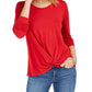 Style & Co Women's Twist Front Top Red Size Large
