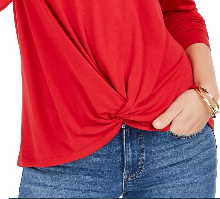 Style & Co Women's Twist Front Top Red Size Large
