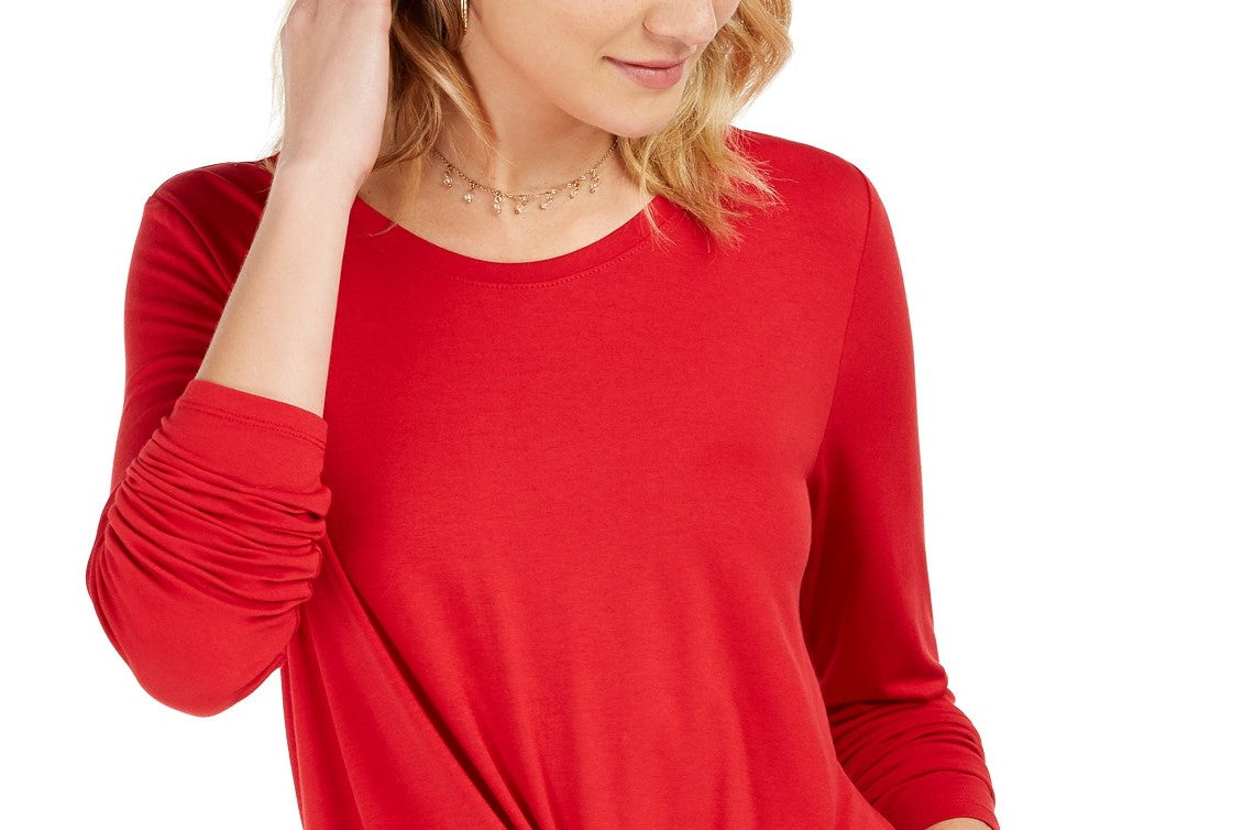 Style & Co Women's Twist-Front Top Red Size Extra Large
