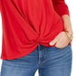 Style & Co Women's Twist-Front Top Red Size Extra Large