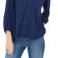 Style & Co Women's Lace-Back Crochet Top Navy Size Small