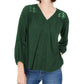 Style & Co Women's Lace-Back Crochet Top Green Size Large