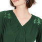 Style & Co Women's Lace-Back Crochet Top Green Size Large