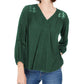 Style & Co. Women's Lace-Back Crochet Top Green Size X-Large