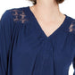 Style & Co Women's Lace-Back Crochet Top Navy Size Medium