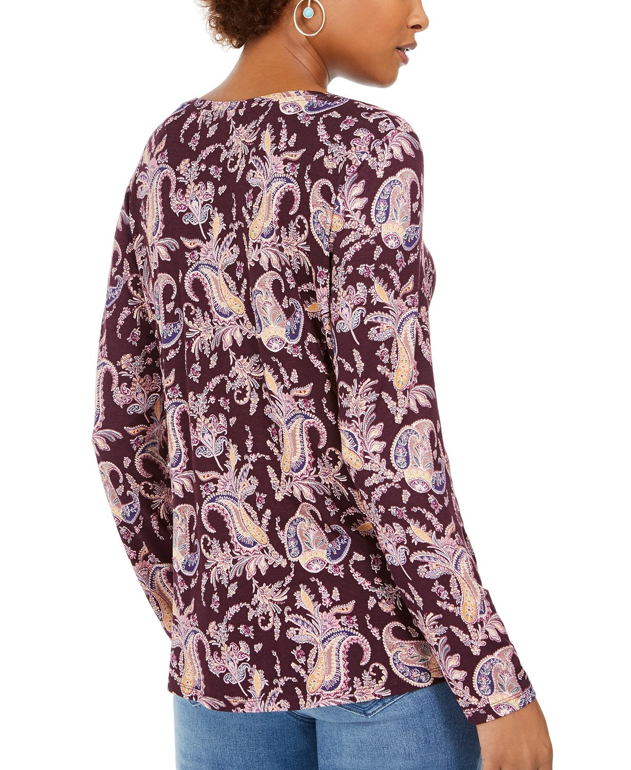 Style & Co Women's Printed Twist-Hem Top Medium Purple Size XX-Large